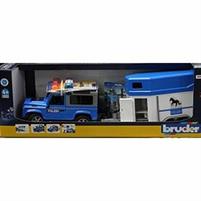 BRUDER LAND ROVER DEFENDER POLIZIA CON RIMORCHIO