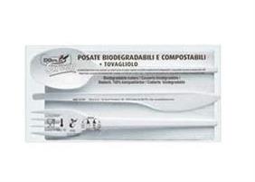 SET POSATE TRIS BIANCO+TOVAGLIOLI 1V.BIO confez.100 pezzi-dopla