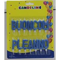 CANDELE COMPLEANNO SCRITTA CELESTE