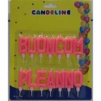 CANDELE COMPLEANNO SCRITTA ROSA