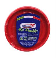 FESTAIOLI ROSSO PIATTI FONDI(RIUTILIZZABILI) D.205 X 25 PEZZI