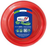 FESTAIOLI ROSSO PIATTI PIANI(RIUTILIZZABILI) D.220 X 25 PEZZI