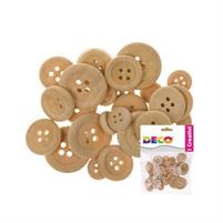 BOTTONI IN LEGNO ASSORTITI - 30 PZ. - COLORE NATURALE