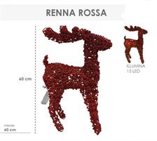 FIGURE NATALIZIE RENNA LUMINOSA 60CM 15L.ROSSA