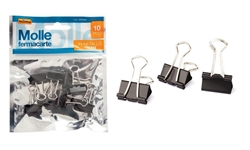 BLISTER MOLLE FERMACARTE CLIPS METALLO 19MM  X 10 PEZZI
