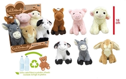 PELUCHE CUORICINI ANIMALI DELLA FATTORIA 16CM