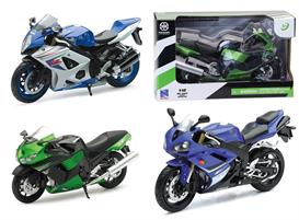NEWRAY MOTO 1:12 YAMAHA YZF-R1, SUZUKI GSX-R1000, KAWASAKI ZX-14