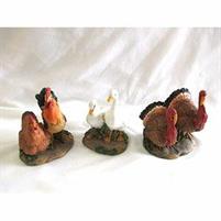 PRESEPE COPPIA ANIMALI TACCHINI,OCHE,GALLINE H.9X8X6CM.