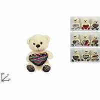 PELUCHE ORSO C/CUORE PAILLETTES CM25 3COL LF78101?