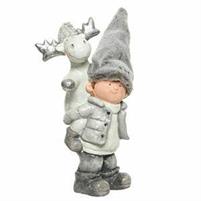 CERAMICA BAMBINO CON RENNA 22X30X50 CM.