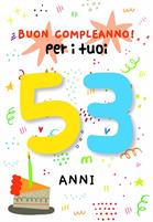 BIGLIETTINI COMPLEANNO 53 ANNI