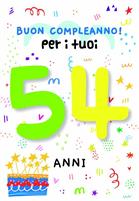 BIGLIETTINI COMPLEANNO 54 ANNI