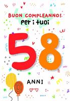 BIGLIETTINI COMPLEANNO 58 ANNI