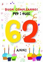 BIGLIETTINI COMPLEANNO 62 ANNI