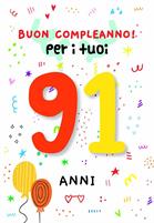 BIGLIETTINI COMPLEANNO 91 ANNI