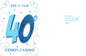 BIGLIETTINI COMPLEANNO 40 ANNI