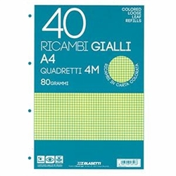RICAMBI AD ANELLI A4 40FG 80GR GIALLO BLASETTI RIG.4MM