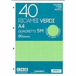 RICAMBI AD ANELLI A4 40FG 80GR VERDE BLASETTI RIG.5MM