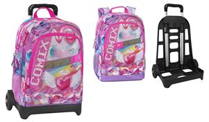 ZAINO TROLLEY STACCABILE COMIX ULTRA BRIGHT HEARTS GIRL