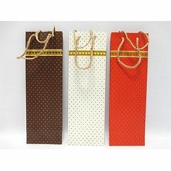 BORSA CARTA BOTTIGLIA H. 36X12X9CM.DIS. CUORI CREMA/MARRONE