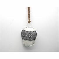 APPEND.BIANCO CAMPANACCIO METALLO C/FASCIA ARGENTO 12X8X3,5CM.