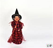 BEFANA 25 CM VESTITO SCOZZESE C/PAILLETTES C/LUCE E SUO