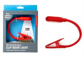 KIKKERLAND LUCE DA LIBRO RICARICABILE CON CLIP ROSSA KIKKERLAND