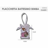 EVENTI BATTESIMO PLACCHETTA BATTESIMO ROSA CA331 4X6CM