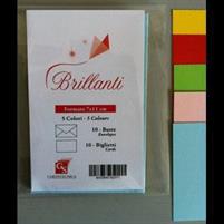 BL.SET 10 BIGLIETTI VISITA+BUSTE F.TO 4 -7X11 COLORATI
