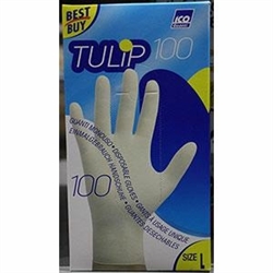 GUANTI IN LATTICE da 100 PEZZI  MIS.L TULIP