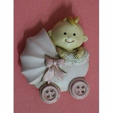 EVENTI NASCITA OGGETTISTICA MAGNETE CARROZZINA CM.7X4H ROSA