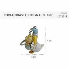 EVENTI NASCITA CELESTE PORTACHIAVI CICOGNA CELESTE 016019  3X4CM