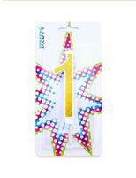 CANDELINA COMPLEANNO ORO GLITTER NUMERO 1