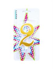 CANDELINA COMPLEANNO ORO GLITTER NUMERO 2