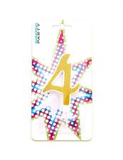 CANDELINA COMPLEANNO ORO GLITTER NUMERO 4