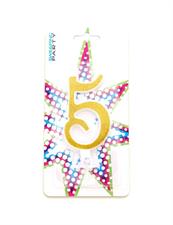 CANDELINA COMPLEANNO ORO GLITTER NUMERO 5