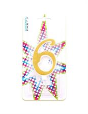 CANDELINA COMPLEANNO ORO GLITTER NUMERO 6