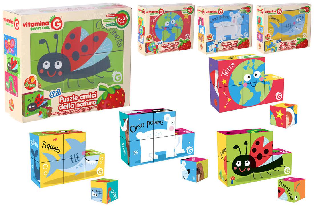 PUZZLE CUBI(6X6CM) 6 FIGURE ANIMALI