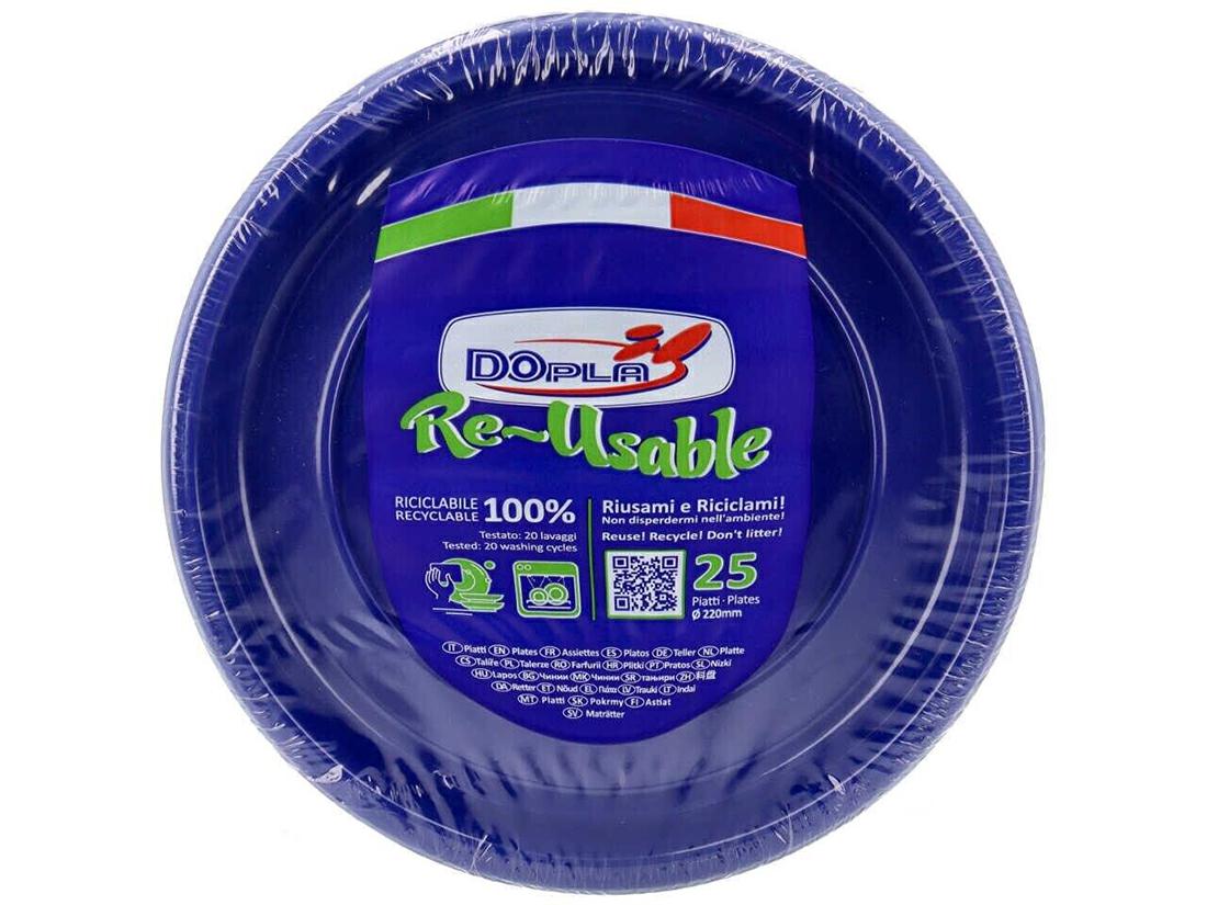 FESTAIOLI BLU PIATTI PIANI(RIUTILIZZABILI) D.220 X 25 PEZZI