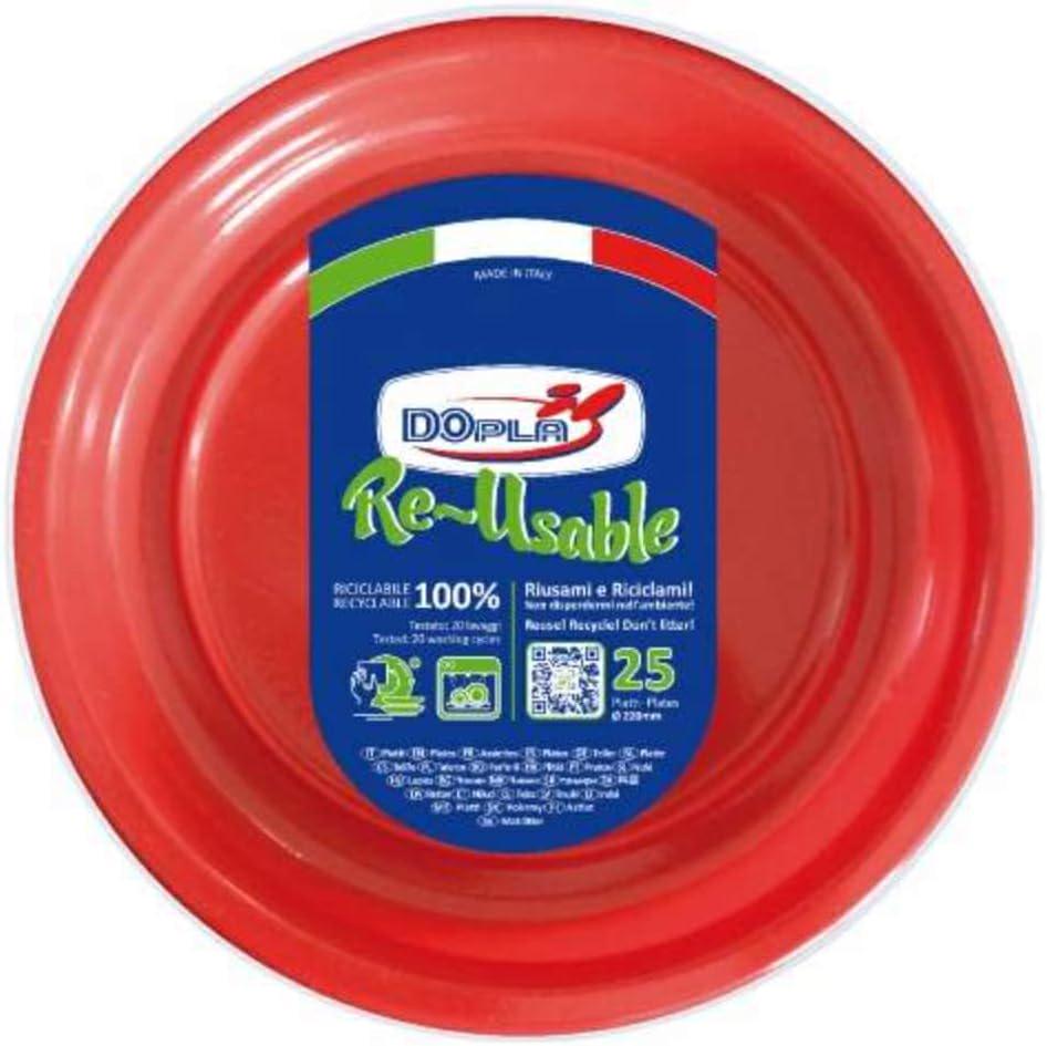 FESTAIOLI ROSSO PIATTI FONDI(RIUTILIZZABILI) D.205 X 25 PEZZI