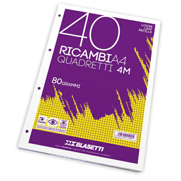 RICAMBI AD ANELLI A4 40FG 80GR 4MM-BLASETTI