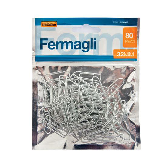 BLISTER FERMAGLI ACCIAIO 32MM  X 80 PEZZI