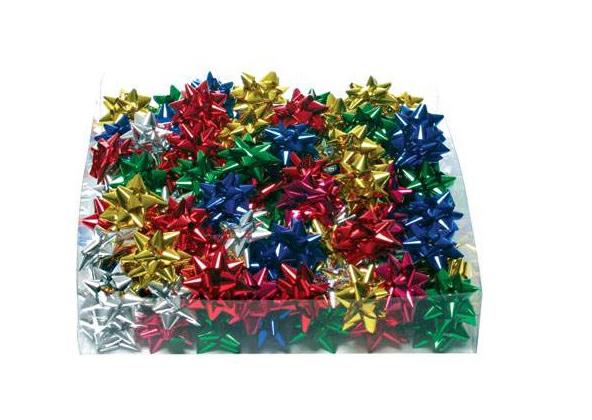 FIOCCHETTI REGALO DIAM.1CM STELLE X 100 ASSORT.METALLIZZATE