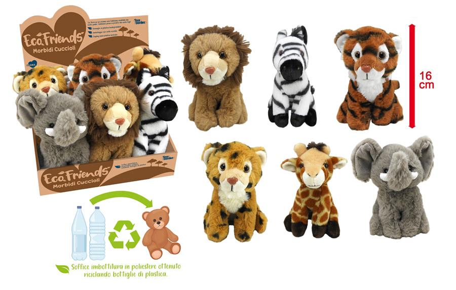 PELUCHE CUORICINI ANIMALI DELLA SAVANA 16CM