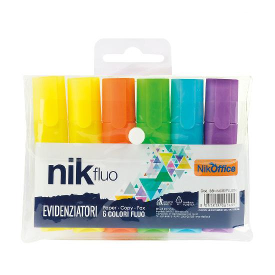 EVIDENZIATORI NIK FLUO SET 6 PEZZI