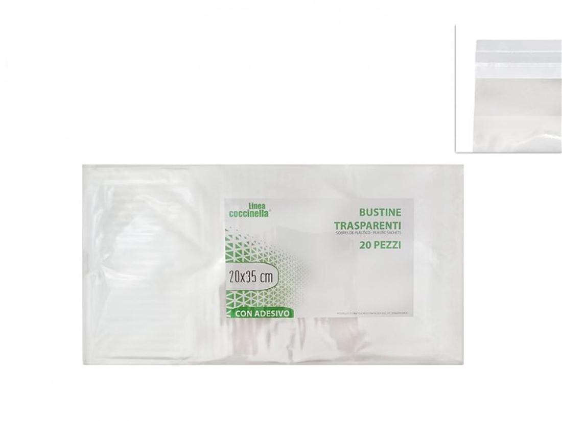 CELLOFAN NEUTRO BUSTE 20X35 C/ADESIVO CONF.20 PEZZI -
