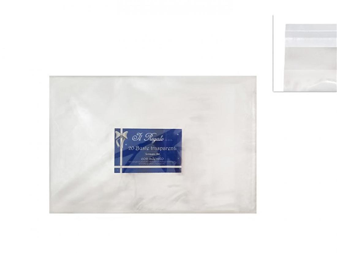 CELLOFAN NEUTRO BUSTE 21X29,7 C/ADESIVO CONF.20 PEZZI -