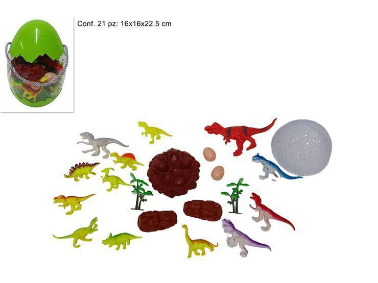 UOVO CONTENITORE CON DINOSAURI 21PZ