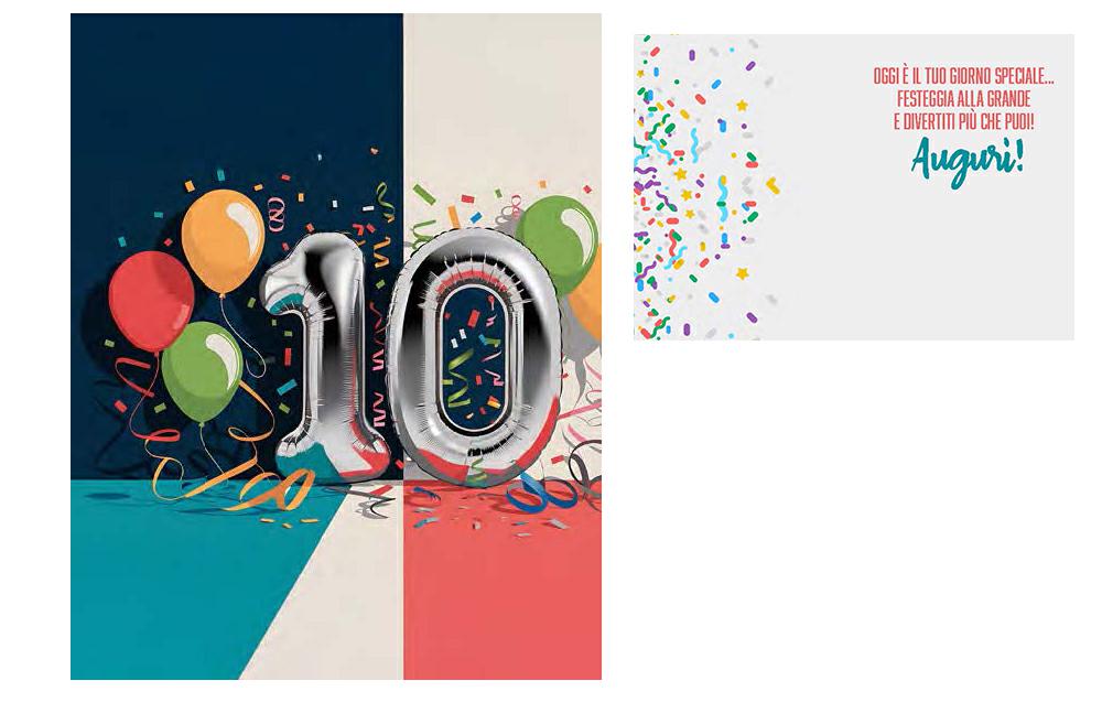 BIGLIETTINI 10 ANNI 11,5X16-LINEA MILLEFORME