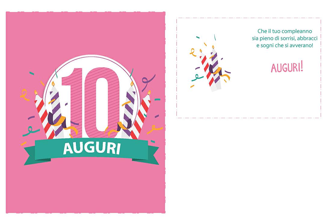 BIGLIETTINI 10 ANNI 11,5X16-LINEA MILLEFORME